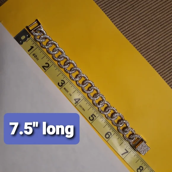 Nadri Bracelet Pave Crystals Authentic 7.5 long. Trendy Links HTF! - Picture 7 of 16